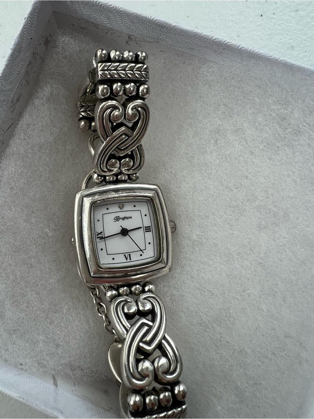 Brighton Silver-Tone Celtic Link Bracelet Watch - White Dial